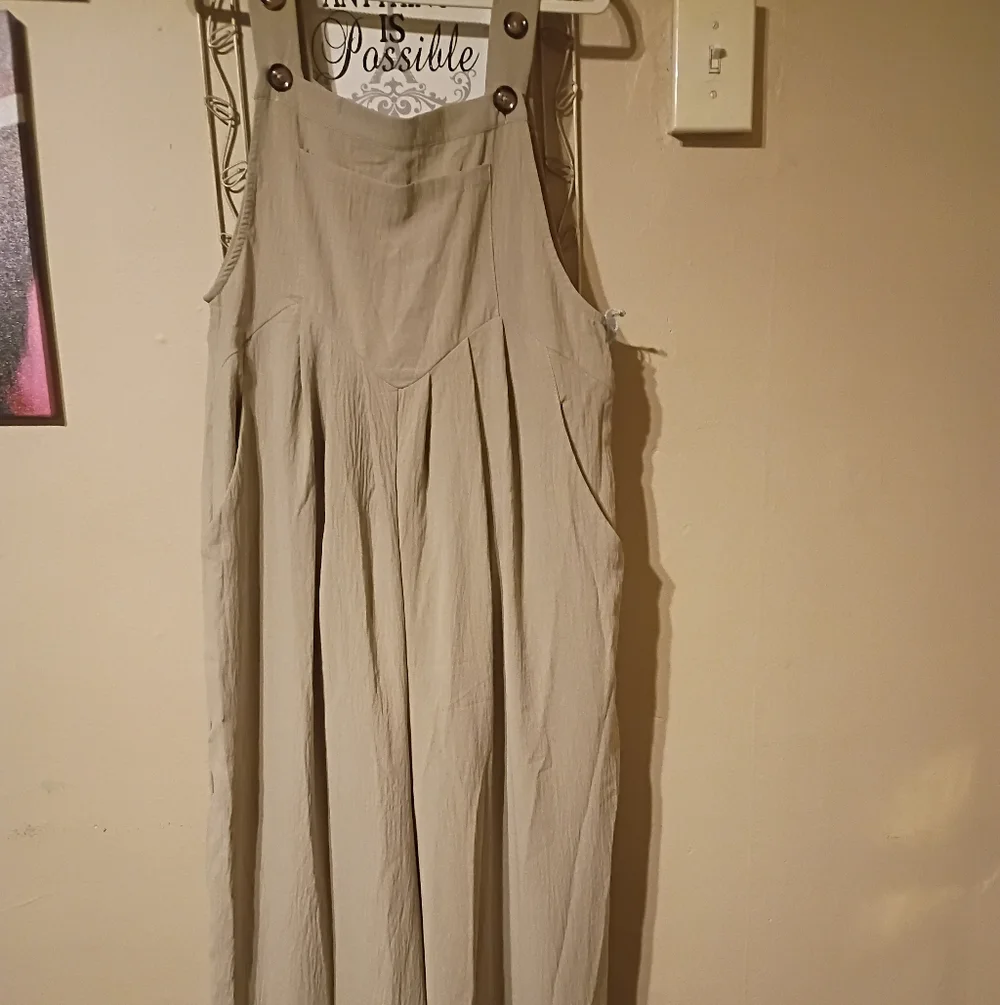 Women's Casual Loose Overalls Jumpsuits One Piece Sleeveless Wide Leg NWT Sz Med - Picture 7 of 7